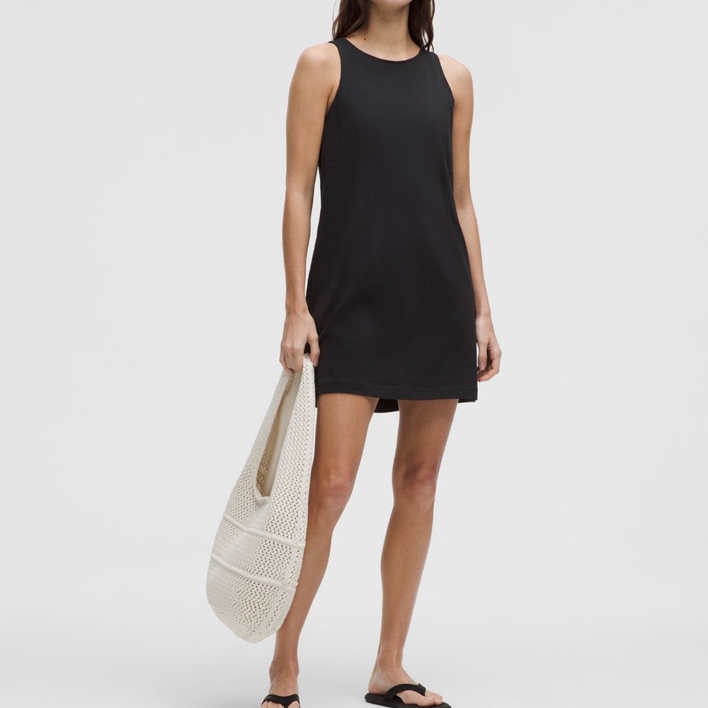 Black Lululemon Organic Cotton Cinched Waist Dress
